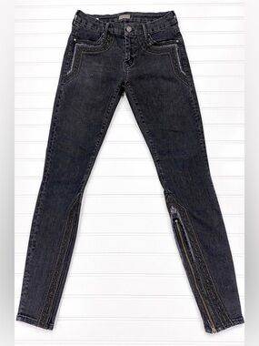 Mother Dark Wash Skinny Jeans Side Zip Ankle Stretch Denim 27